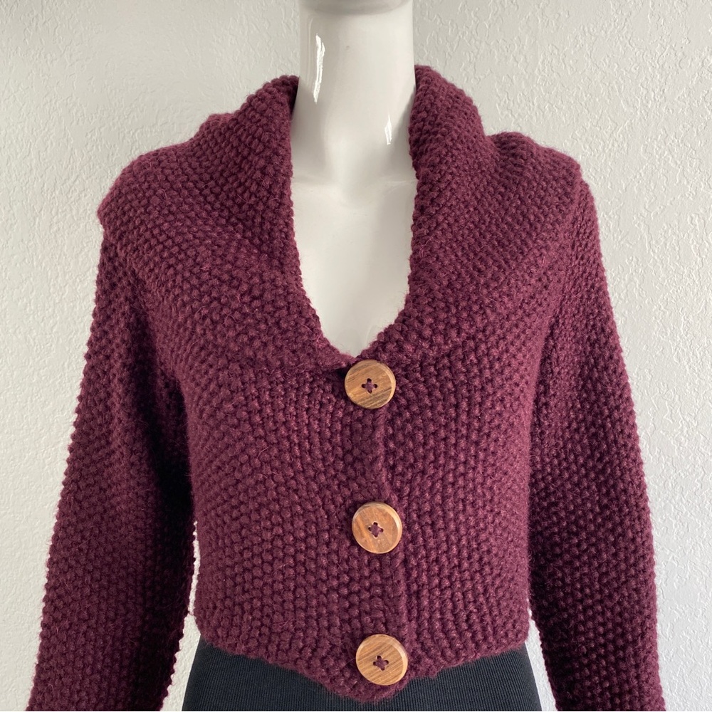 montse badell Burgundy crop alpaca sweater - Picture 1 of 7